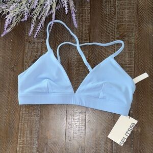 NWT SPLITS59 Light Blue Women's Bralette - Soft Support Triangle Bra